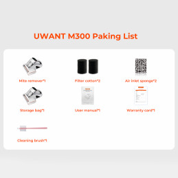 UWANT M300 500W 13000Pa čiužinių dulkių siurblys alergiškiems žmonėms, su UV spinduliu – baltas
