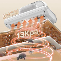 UWANT M300 500W 13000Pa čiužinių dulkių siurblys alergiškiems žmonėms, su UV spinduliu – baltas
