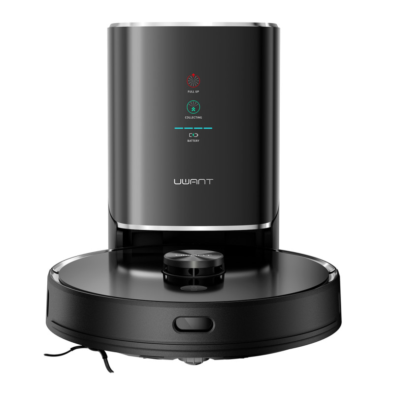UWANT U100 robotas dulkių siurblys su šluostės funkcija + įkrovimo/ valymo stotelė - juodas