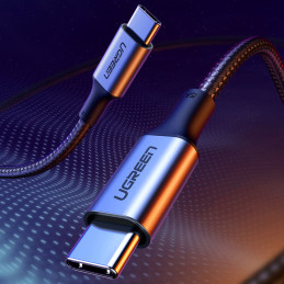 Ugreen US316 90120 USB-C – USB-C PD QC FCP kabelis 100W 5A 480Mb/ s 3m – pilkas