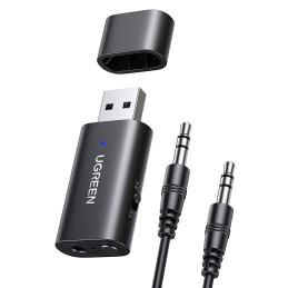 Ugreen siųstuvas / imtuvas Bluetooth 5.1 belaidis garso adapteris 3,5 mm mini lizdas juodas (CM523 60300)