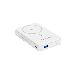 Išorinė baterija „Wozinsky WLWP-10KA0Y3WS“ 22,5 W PD Qi2 10000 mAh, su stovu, 1x USB-A, 1x USB-C - balta