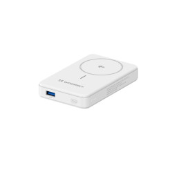 Išorinė baterija „Wozinsky WLWP-10KA0Y3WS“ 22,5 W PD Qi2 10000 mAh, su stovu, 1x USB-A, 1x USB-C - balta