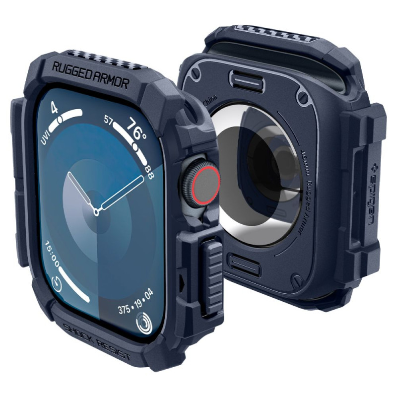 „Spigen Rugged Armor“ dėklas, skirtas „Apple Watch 10“ (46 mm) – tamsiai mėlynas