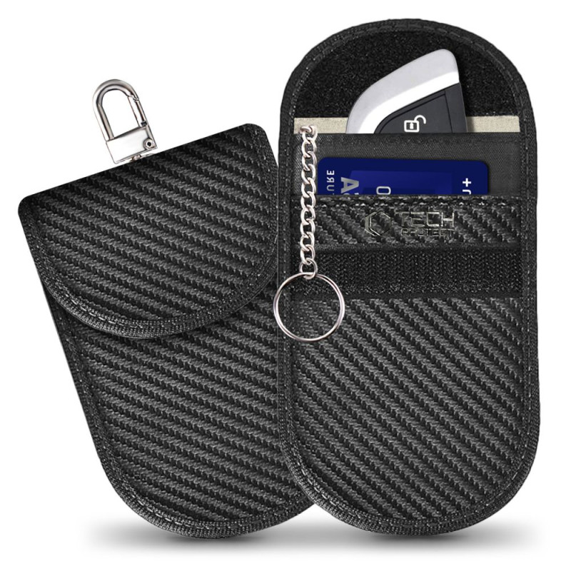 „Tech-Protect KLR100“ RFID blokuojantis automobilio raktų dėklas – juodas – anglies pluošto