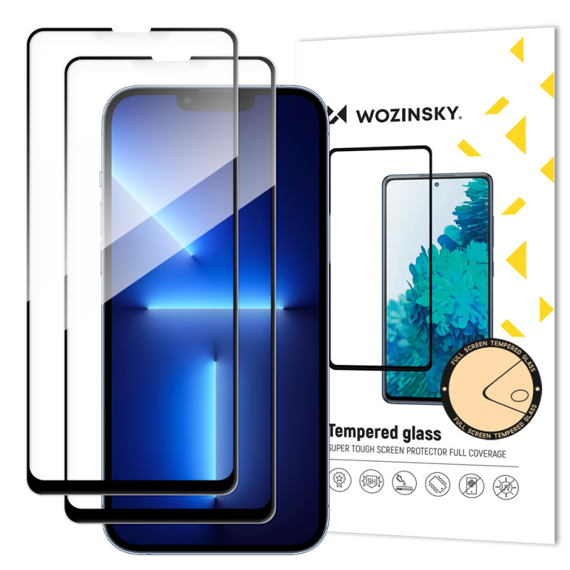 Wozinsky rinkinys iš 2x itin patvaraus Full Glue grūdinto stiklo su rėmeliu, tinkamas dėklui iPhone 14, iPhone 13 Pro / ...