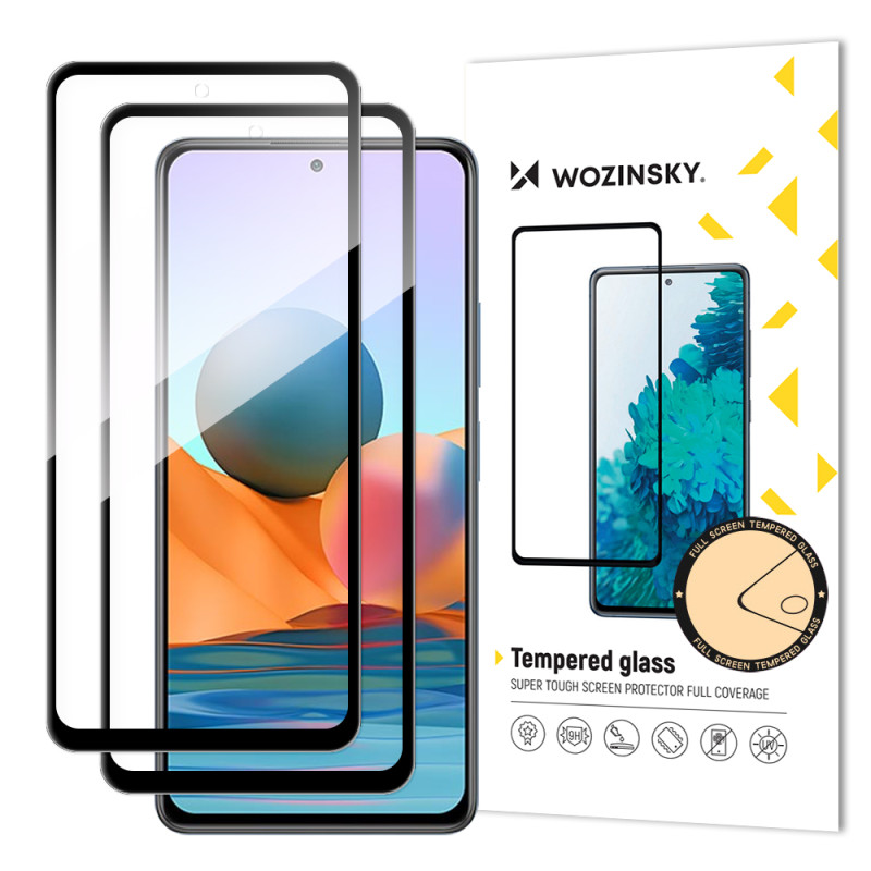Wozinsky Full Glue Glass for Xiaomi Redmi Note 12 Pro+ / Note 12 Pro / Note 12 5G / Note 12 / Note 10 Pro - juodas (2 vn...