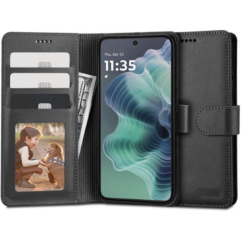„Tech-Protect“ piniginės dėklas, skirtas „Motorola Moto G25 5G“ - juodas