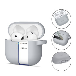 „Tech-Protect“ silikoninis dėklas su kabliuku, skirtas „AirPods 4“ – pilkas
