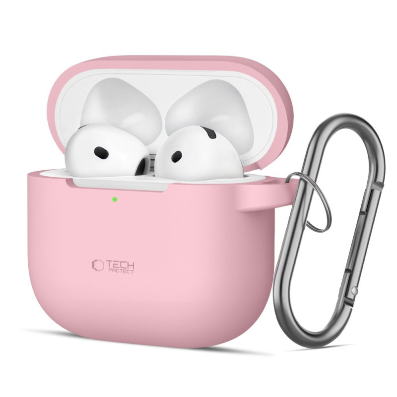 „Tech-Protect“ silikoninis dėklas su kabliuku, skirtas „AirPods 4“ – rožinis