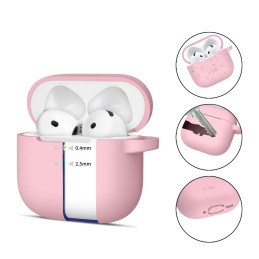 „Tech-Protect“ silikoninis dėklas su kabliuku, skirtas „AirPods 4“ – rožinis