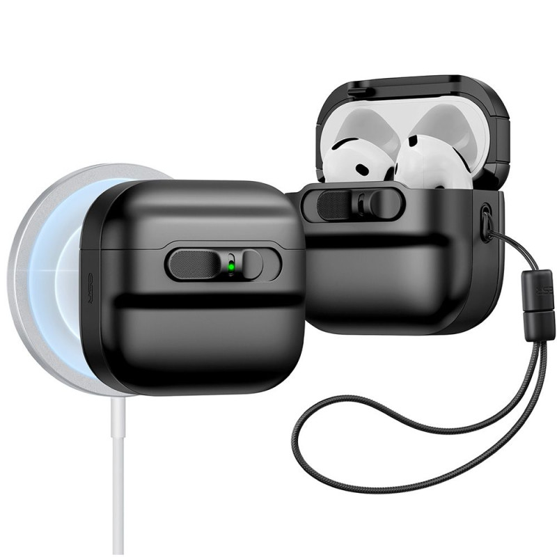 ESR Pulse Halolock Magsafe dėklas, skirtas AirPods 4 ausinėms – juodas