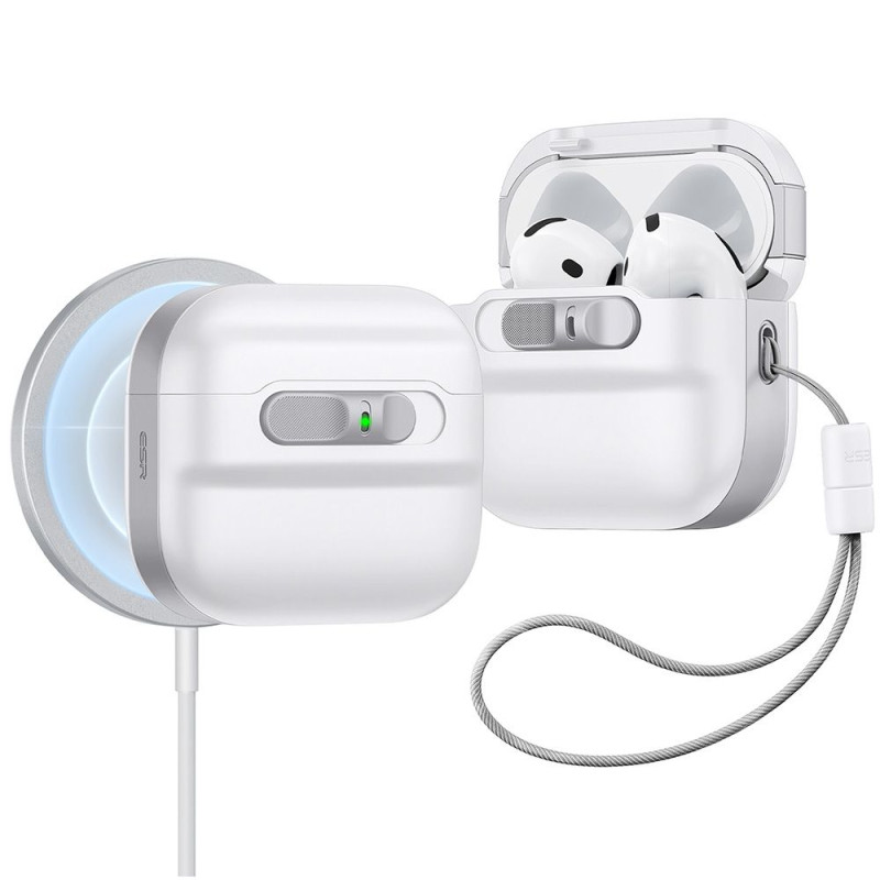 ESR Pulse Halolock Magsafe dėklas, skirtas AirPods 4 ausinėms – baltas