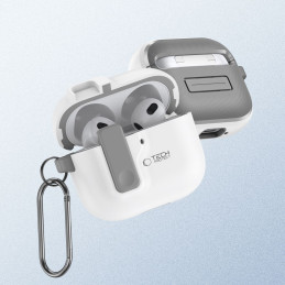„Tech-Protect“ plonas kabliuko formos dėklas, skirtas „AirPods 4“ – baltas