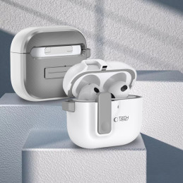 „Tech-Protect“ plonas kabliuko formos dėklas, skirtas „AirPods 4“ – baltas