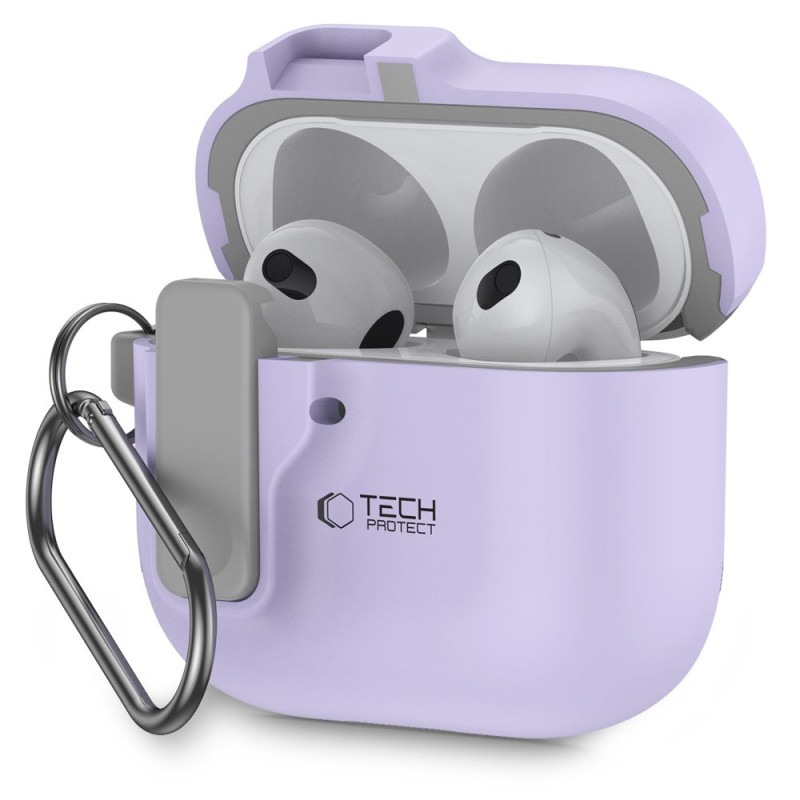 „Tech-Protect“ plonas kabliuko formos dėklas, skirtas „AirPods 4“ – violetinis