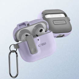 „Tech-Protect“ plonas kabliuko formos dėklas, skirtas „AirPods 4“ – violetinis