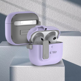 „Tech-Protect“ plonas kabliuko formos dėklas, skirtas „AirPods 4“ – violetinis