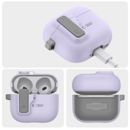 „Tech-Protect“ plonas kabliuko formos dėklas, skirtas „AirPods 4“ – violetinis