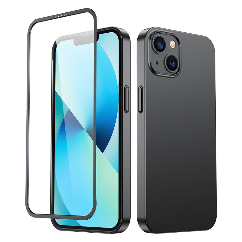 Joyroom 360 Full Case dėklo dangtelis skirtas iPhone 13 galiniam ir priekiniam dėklui + grūdintas stiklas juodas (JR-BP9...