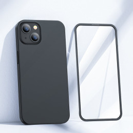 Joyroom 360 Full Case dėklo dangtelis skirtas iPhone 13 galiniam ir priekiniam dėklui + grūdintas stiklas juodas (JR-BP9...