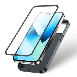 Joyroom 360 Full Case dėklo dangtelis skirtas iPhone 13 galiniam ir priekiniam dėklui + grūdintas stiklas juodas (JR-BP9...