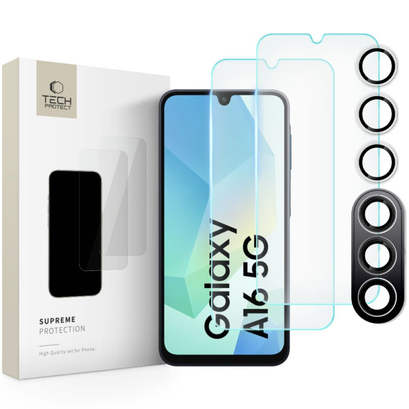 „Tech-Protect Supreme“ grūdinto stiklo rinkinys, skirtas „Samsung Galaxy A16 4G / 5G“ - skaidrus