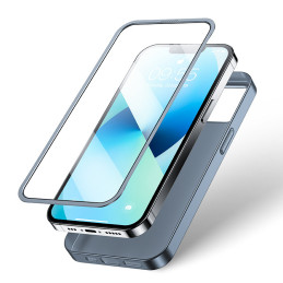 Joyroom 360 Full Case dėklo dangtelis, skirtas iPhone 13 galinei ir priekiniam dėklui + grūdintas stiklas pilkas (JR-BP9...