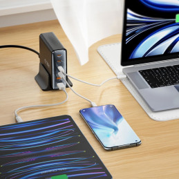 „Tech-protect DC80W-GAN“ 6 prievadų PD80W/ QC3.0 įkrovimo stotelė – juoda
