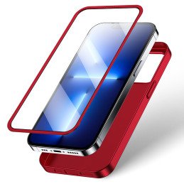 Joyroom 360 Full Case dėklo dangtelis, skirtas iPhone 13 Pro Max galinis ir priekinis dangtelis + grūdintas stiklas raud...