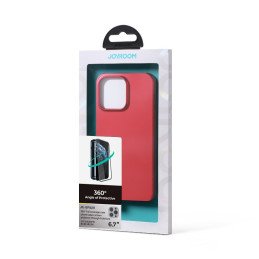 Joyroom 360 Full Case dėklo dangtelis, skirtas iPhone 13 Pro Max galinis ir priekinis dangtelis + grūdintas stiklas raud...