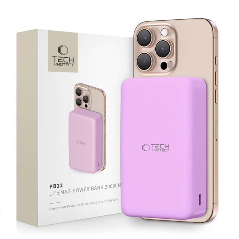 Išorinė baterija „Tech-Protect PB12 LifeMag MagSafe 20000MAH“ - violetinė
