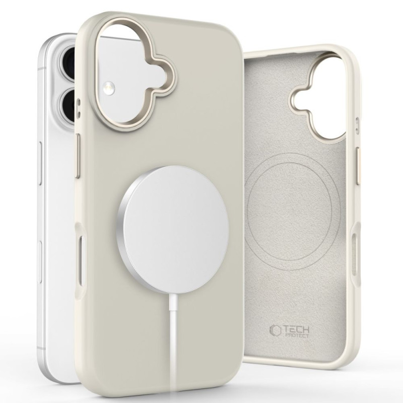 „Tech-Protect“ silikoninis PU „MagSafe“ iPhone 16 dėklas – smėlio spalvos