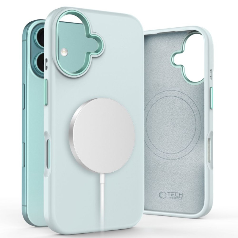 „Tech-Protect“ silikoninis PU „MagSafe“ iPhone 16 dėklas – mėlynas