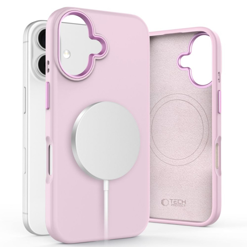 „Tech-Protect“ silikoninis PU „MagSafe“ iPhone 16 dėklas – rožinis