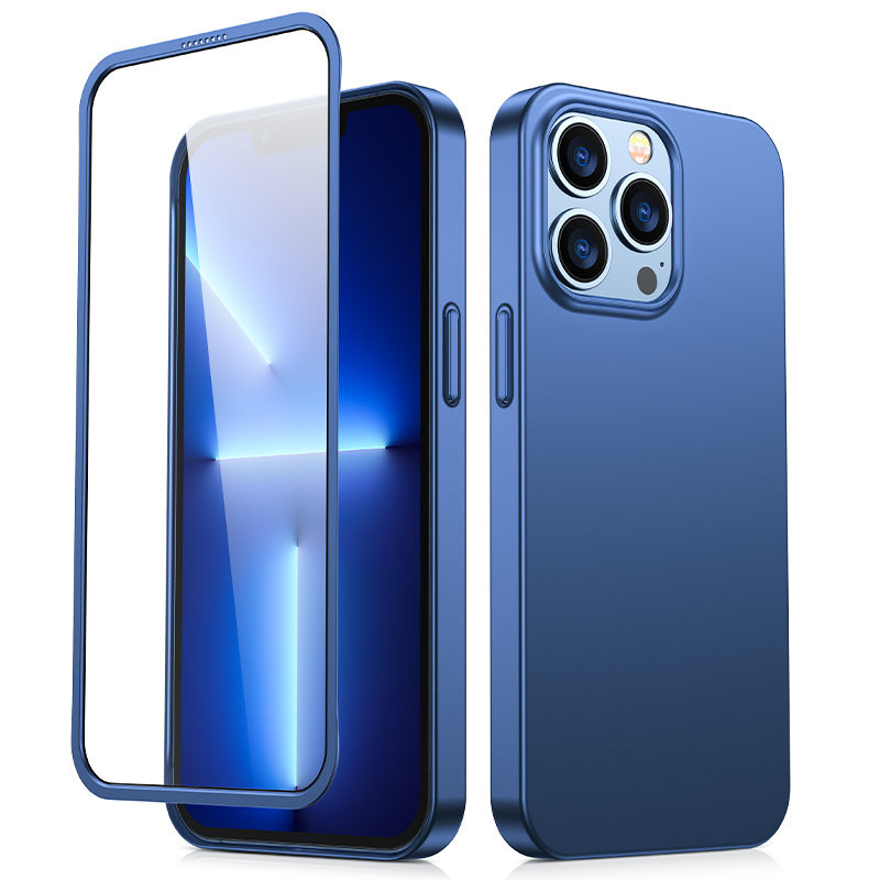 Joyroom 360 Full Case dėklo dangtelis, skirtas iPhone 13 Pro užpakaliniam ir priekiniam dėklui + grūdintas stiklas mėlyn...