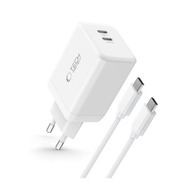„Tech-Protect NC45W-GAN“ 2 prievadų PD45W įkroviklis + C tipo laidas - baltas