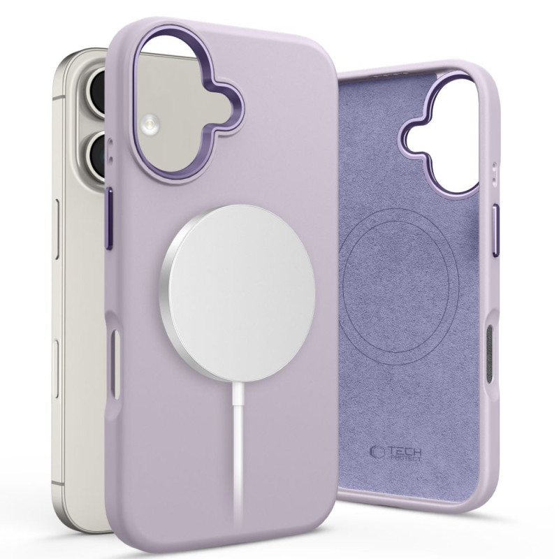 „Tech-Protect“ silikoninis PU „MagSafe“ iPhone 16 dėklas – violetinis