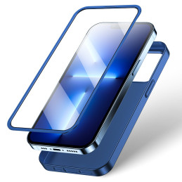 Joyroom 360 Full Case dėklo dangtelis, skirtas iPhone 13 Pro užpakaliniam ir priekiniam dėklui + grūdintas stiklas mėlyn...