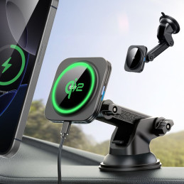 ESR Halolock magnetinis MagSafe QI2 15W automobilio laikiklis – juodas