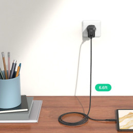 „Spigen ArcStation Pro“ įkroviklis + USB-C 65W laidas – baltas