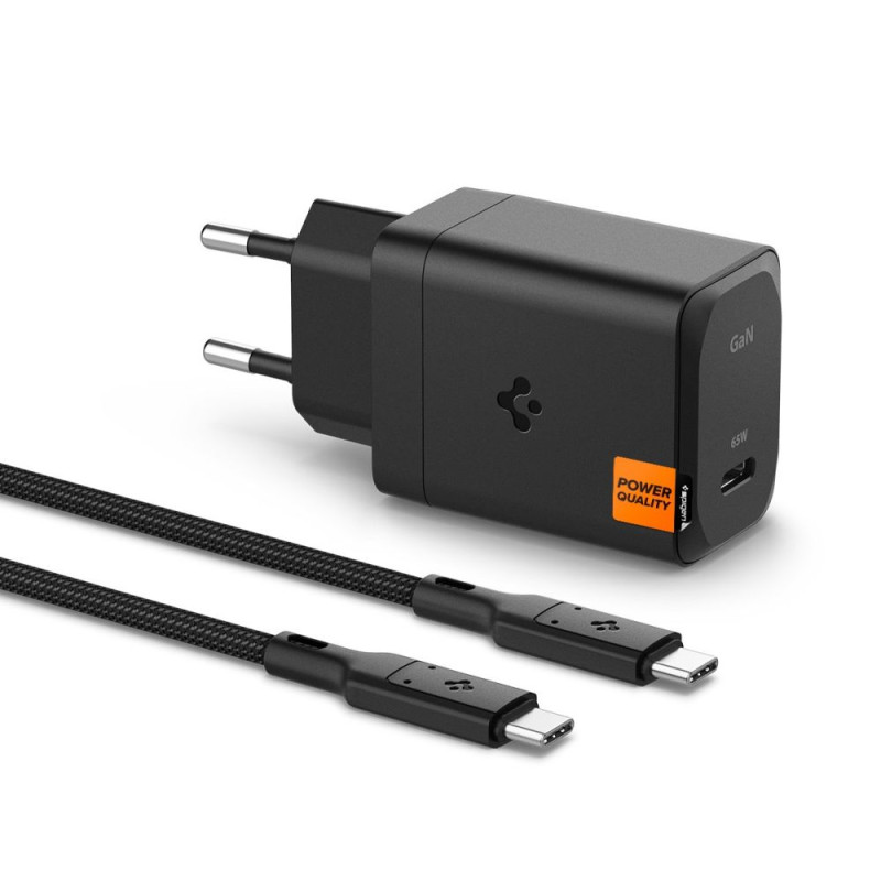 „Spigen ArcStation Pro“ įkroviklis + USB-C 65 W laidas – juodas