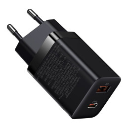 Baseus Super Si Pro greitas USB / USB tipo C įkroviklis 30 W maitinimo tiekimo greitas įkrovimas juodas (CCSUPP-E01)