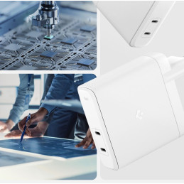 „Spigen ArcStation Pro“ įkroviklis + USB-C 140 W laidas – baltas