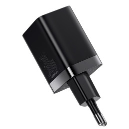 Baseus Super Si Pro greitas USB / USB tipo C įkroviklis 30 W maitinimo tiekimo greitas įkrovimas juodas (CCSUPP-E01)