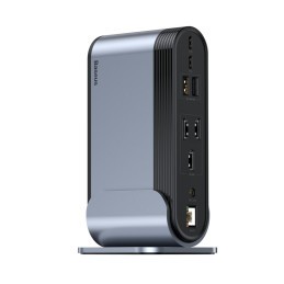 HUB Baseus CAHUB-DG0G 3x USB 3.2 Gen 1 / 2x USB-A / 2x USB-C / SD kortelių skaitytuvas, micro SD / AUX / 3x HDMI / RJ45 ...