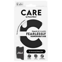 „CARE by PanzerGlass“ madingas QI dėklas, skirtas „Samsung Galaxy S24“ – juodas