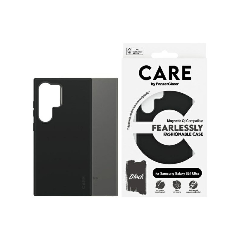 „CARE by PanzerGlass“ madingas QI dėklas „Samsung Galaxy S24 Ultra“ – juodas