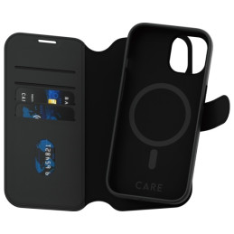 „CARE by PanzerGlass Feature Tango 2in1“ piniginės ir „MagSafe“ dėklas, skirtas „iPhone 15“ – juodas