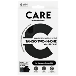 „CARE by PanzerGlass Feature Tango 2in1“ piniginės dėklas, skirtas „Samsung Galaxy S24“ – juodas
